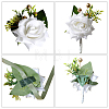 2Pcs 2 Style Cloth Flower Boutonniere Brooch AJEW-CP0001-58A-3