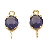 Brass Pave Cubic Zirconia Flat Round Connector Charms KK-P347-01G-04-2