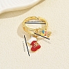 Christmas Brass Micro Pave Cubic Zirconia Adjustable Cuff Open Rings for Women UL1460-2