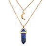 Natural Lapis Lazuli Cone Pendant Double Layer Necklace UX9990-6-1