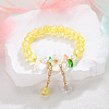 Daisy Crackle Glass Round Beaded Stretch Bracelets FS-WG28140-05-1