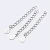 925 Sterling Silver End with Extender Chains and Teardrop Charms STER-F036-26S-40mm-1