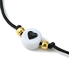 2Pcs 2 Color Acrylic Heart & Glass Seed Braided Bead Bracelet Set BJEW-JB09801-4