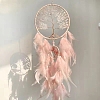 Natural Rose Quartz Chip Flat Round with Tree of Life Pendant Decorations PW-WGFE0EA-01-4