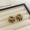 Brass Enamel Stud Earrings EJEW-B120-02G-02-1