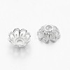 Silver Color Plated Alloy Flower Bead Caps X-TIBEB-E017-S-3