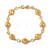 Heart & Oval Brass Micro Pave Cubic Zirconia Link Chain Bracelets for Women BJEW-A163-03G-03-4