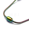 Ion Plating(IP) 304 Stainless Steel Round Snake Chain Necklace with Oval Beaded NJEW-E098-04RC-2