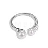 Anti-Tarnish Shell Pearl Round Cuff Ring RJEW-Q814-06P-1