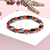 Round Natural Carnelian Stretch Bracelets X-BJEW-G072-13-5
