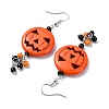 Halloween Pumpkin Alloy Resin Pendants Dangle Earrings EJEW-JE06103-4