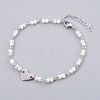 Glass Beads Charm Anklets AJEW-AN00235-2