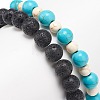 2Pcs 2 Style Natural Lava Rock & Synthetic Turquoise Round Beaded Stretch Bracelets Set BJEW-JB08585-3