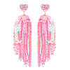 Heart Acrylic & Plastic Glitter Tassel Stud Earrings FS-WGEB983-13-1