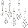 6Pcs 3 Styles Stainless Steel Braided Chain Macrame Pouch Empty Stone Holder Pendant Decorations HJEW-SC0003-05-1