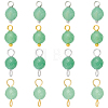 16Pcs 4 Style Round Natural Green Aventurine Pendants & Connector Charms PALLOY-SW00069-1