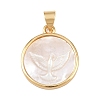 Natural White Shell Flat Round Pendants KK-F919-42A-G-1