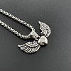 Fashionable Stainless Steel Heart with Angel Wings Pendant Necklaces for Men HL3992-2
