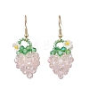 Strawberry Glass Seed & Glass Beaded Dangle Earrings EJEW-MZ00689-01-3