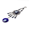 Blue Flat Round with Evil Eye Lampwork Pendant Decoration HJEW-Z005-02AS-2