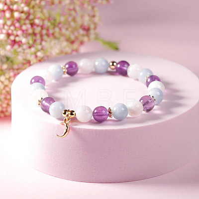 European Style Stainless Steel & Gemstone Stretch Bracelets SF6805-1