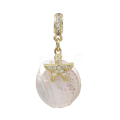 Brass Micro Pave Clear Cubic Zirconia European Dangle Charms PALLOY-JF05895-02-1