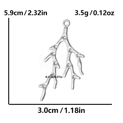 304 Stainless Steel Branch Pendant Rhinestone Settings PW-WGF5026-01-1