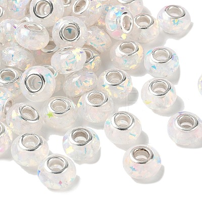 Transparent Resin Rondelle European Beads RESI-S023-01-1