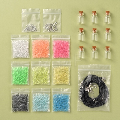 DIY Wishing Bottle Pendant Necklace Making Kit DIY-YW0005-80-1