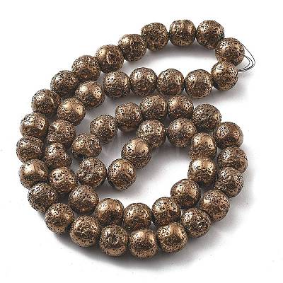 Electroplated Natural Lava Rock Beads Strands G-A251-E01-01D-1