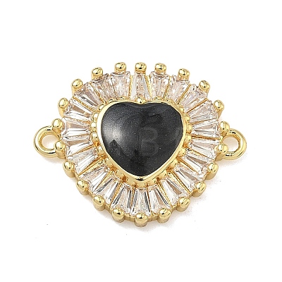 Brass Pave Clear Cubic Zirconia Connector Charms KK-A293-12G-03-1