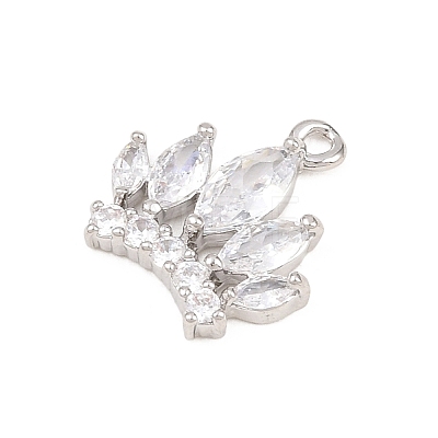 Brass Micro Pave Clear Cubic Zirconia Pendants KK-D225-07P-1