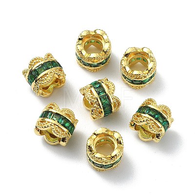 Brass Rhinestone European Beads KK-P232-19G-1
