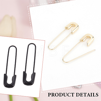 ANATTASOUL 4 Pairs 4 Colors Exquisite Alloy Safety Pin Shape Hoop Earrings for Women EJEW-AN0001-87-1