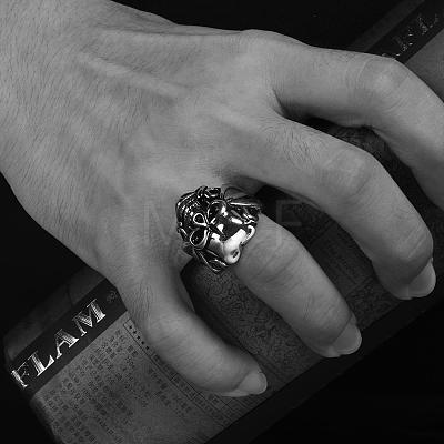 Fashionable 316L Surgical Stainless Steel Skull Rings Wide Band Rings for Men RJEW-BB10167-9-1