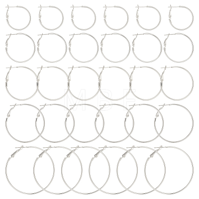 Beebeecraft 30Pcs 6 Style Brass Hoop Earring Findings FIND-BBC0003-23P-1