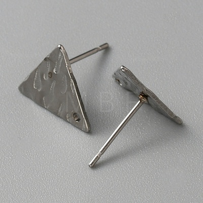 304 Stainless Steel Textured Geometry Stud Earring Findings with Hole STAS-WH0027-54H-1