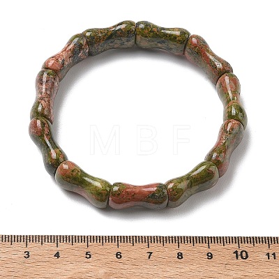 Bamboo Natural Unakite Beads Stretch Bracelets for Women Men BJEW-K304-01F-1