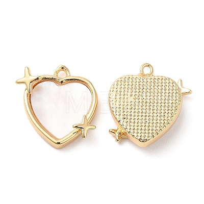 Natural Shell Heart Charms with Brass Findings KK-F855-14G-1