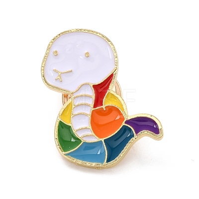 Rainbow Color Snake Enamel Pin JEWB-I015-01G-1