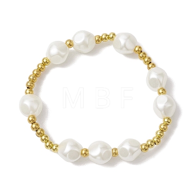 3Pcs 3 Styles 304 Stainless Steel & Resin & ABS Plastic Imitation Pearl Beaded Stretch Bracelet Sets BJEW-JB10874-1