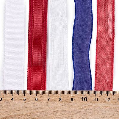 15 Yards 5 Styles Independence Day Polyester & Polycotton Ribbons Sets SRIB-A015-02C-03-1