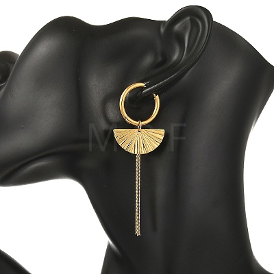 304 Stainless Steel & 201 Stainless Steel Snake Chain Tassel Dangle Earrings EJEW-JE07388-1