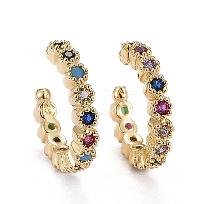 Brass Micro Pave Cubic Zirconia Cuff Earrings ZIRC-H109-06G-1