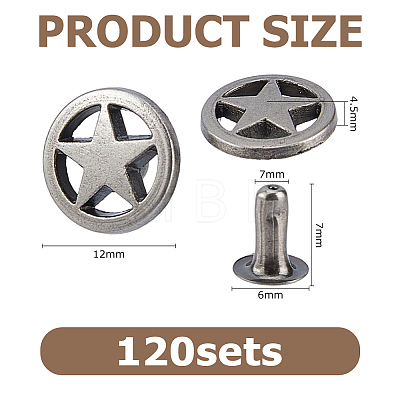 120 Bags Zinc Alloy Decorative Rivets FIND-FH0017-90B-1