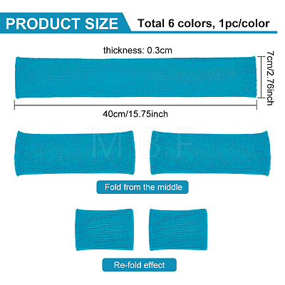 6Pcs 6 Colors Polyester Elastic Ribbing Fabric for Cuffs DIY-BC0006-53B-1