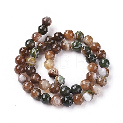 Natural Striped Agate/Banded Agate Beads Strands G-G582-6mm-41-1