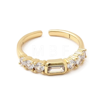 Brass with Cubic Zirconia Cuff Rings for Women RJEW-B160-07A-G-1