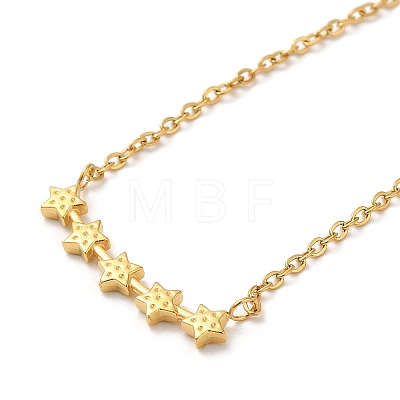 304 Stainless Steel Textured Star Pendant Necklaces for Women NJEW-H016-03G-1