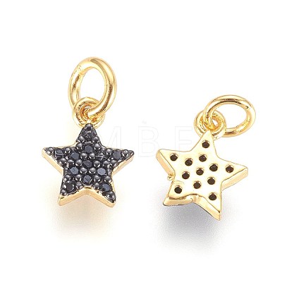 Brass Micro Pave Cubic Zirconia Charms X-ZIRC-G150-15A-1